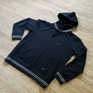 American Eagle Black and Gray Striped Pullover Hoodie Size M